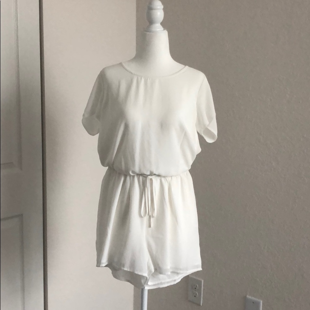 White open back romper